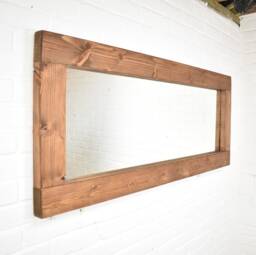 Wood Mirror - 10cm X 5cm Main Image Deep Oak Smooth Design Chunky Driftwood Style Chic Dark