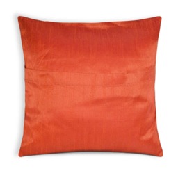 Orange & Pink Raw Silk Pillow Cover, Two-Tone Dupioni Cushion - thumbnail 2