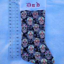 Christmas Stocking Sugar Skulls Custom Embroidered Monogrammed - thumbnail 3