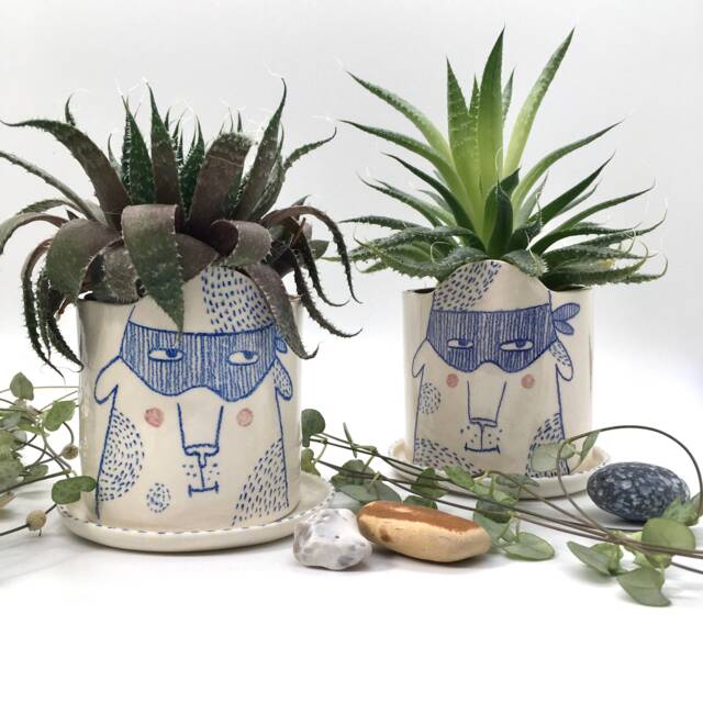 Zorro Dog Handmade Flowerpot For Small Succulents - image 1