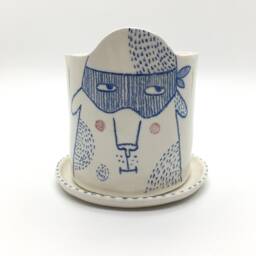 Zorro Dog Handmade Flowerpot For Small Succulents - thumbnail 3