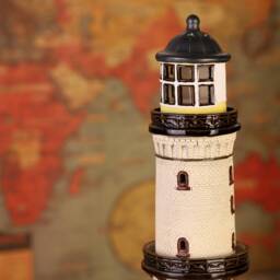 Warnemunde Lighthouse Handmade Ceramic Tea Light Candle Holder, D??cor, New Home Ornament, Housewarming Gifts, Fine Art Ceramics - thumbnail 2