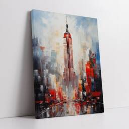 Empire State Building New York City Abstract Oil Painting Style Wall Art, Framed Canvas Poster Print, Home Kitchen Office Room Decor, Gifts - thumbnail 2