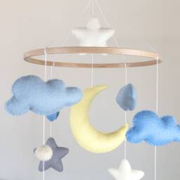 Felt Baby Mobile With Moon, Stars & Clouds, Nursery Decor - thumbnail 4