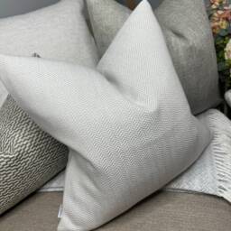Countryside Cushion Cover, Decorative Pillow Sofa Case , Herringbone Design Beige & Ivory - Furnishing Designer Fabric - thumbnail 2