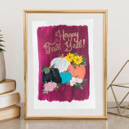 Pumpkin Floral Acrylic Painting Fall Halloween Wall Art - 7x10 In - thumbnail 4