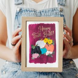 Pumpkin Floral Acrylic Painting Fall Halloween Wall Art - 7x10 In - thumbnail 2