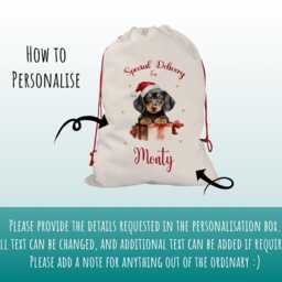 Personalised Dachshund Large Christmas Sack - Red Drawstring Bag For Xmas Presents Eve Box Decoration Dogs Xs092 - thumbnail 3