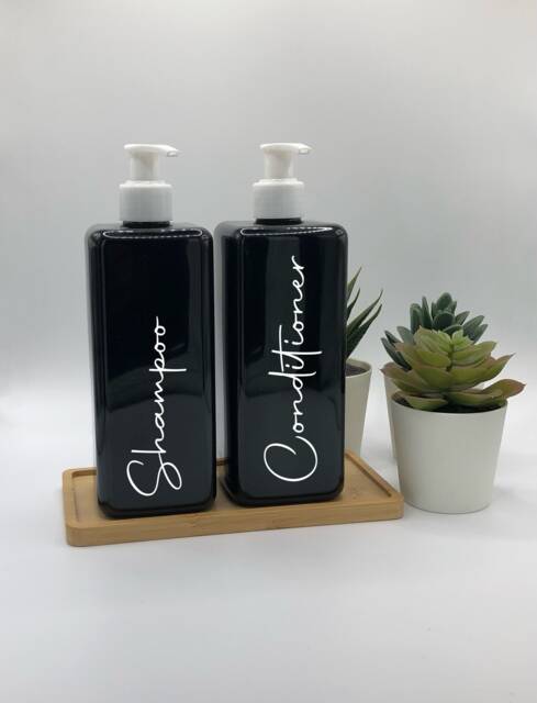 Personalised Black Square Soap Dispenser Bottle With Gloss White Pump 250Ml & 500Ml - image 1