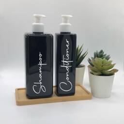 Personalised Black Square Soap Dispenser Bottle With Gloss White Pump 250Ml & 500Ml - thumbnail 2
