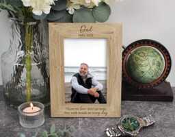 "Dad Memorial Photo Frame, in Loving Memory Wooden Picture Engraved Personalised Remembrance Keepsake, Loved One Sympathy Gift, 4""x6" - thumbnail 1