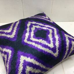 Handwoven Silk Ikat Pillow Cover Modern Home Decor - 16x16 - thumbnail 4