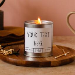 Personalised Your Words Here Candle. Wood Wick Customised Candle Gift Set