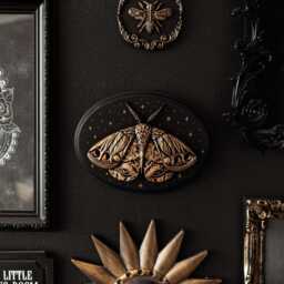 starry Gothic Moth Oval Plaque/Mystical Wall Decor By House Of Persephone Handmade Entomolgy Art Unusual Witchy Sculpture Gift - thumbnail 4