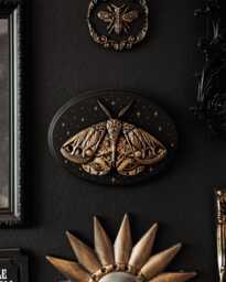 starry Gothic Moth Oval Plaque/Mystical Wall Decor By House Of Persephone Handmade Entomolgy Art Unusual Witchy Sculpture Gift - thumbnail 1