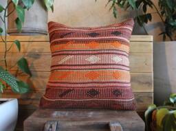Vintage Kilim Pillow Cover - 16 Inch - Handwoven Boho Cushion