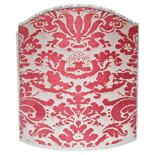 Venetian Lamp Shade Fortuny Fabric Red & Beige Corone Pattern Half Lampshade - Handmade in Italy - image 1
