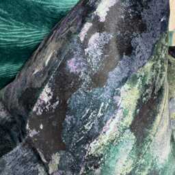 Abstract Cushion Cover For Sofa Bed Or Throw. Navy Teal Green Velvet Touch Designer Fabric Tufi Lagoon - High Quality Handmade - thumbnail 2