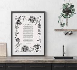 Black Floral Poem Favourite Lyrics Words Personalised Print. Use Your Own Words. Unframed Poster A4, A3, A2. Custom Made - thumbnail 1