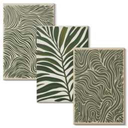 3 Piece Canvas Set - Patterns With Leaves & Wavy Shapes, Green Wall Art, Natural Textures Decor - thumbnail 2