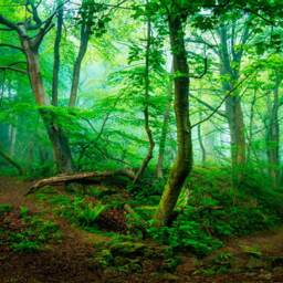 Forest Wall Mural Nature Removable Wallpaper Green Tree in Deep Forest Self-Adhesive Large Wallpaper Mysterious Dense Forested Art - thumbnail 2