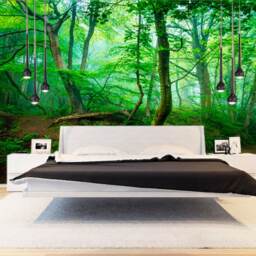 Forest Wall Mural Nature Removable Wallpaper Green Tree in Deep Forest Self-Adhesive Large Wallpaper Mysterious Dense Forested Art - thumbnail 3