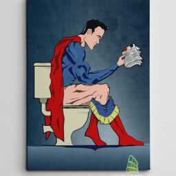 Funny Superheroes in Bathroom Toilet Canvas Art Wall Print Picture Fashion Framed Home Decor - thumbnail 3