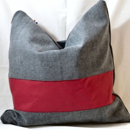 Cotton Linen Blend Pillow Cover With Leather Stripe - Handmade Home Decor - thumbnail 2