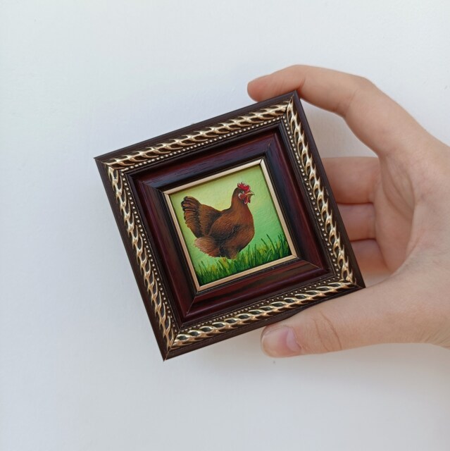 Chicken Painting Painting From Photo Miniature Oil Custom Pet - image 1