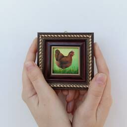 Chicken Painting Painting From Photo Miniature Oil Custom Pet - thumbnail 3