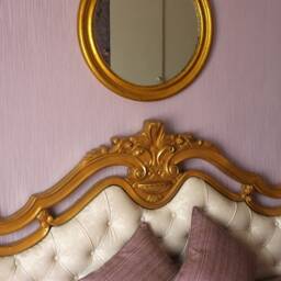 Hand Carved Golden Foil Mirror Frame - Antique Style 2Ft Round - thumbnail 4