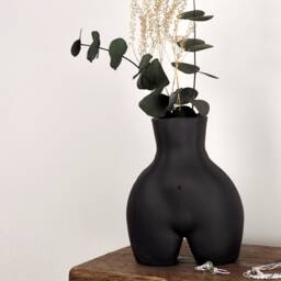 Concrete Booty Vase Large Black Home Accent, Dried Flower Vase - thumbnail 2