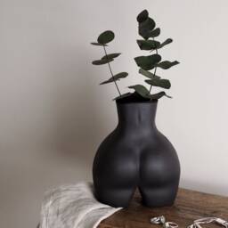 Concrete Booty Vase Large Black Home Accent, Dried Flower Vase - thumbnail 3