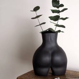 Concrete Booty Vase Large Black Home Accent, Dried Flower Vase - thumbnail 1