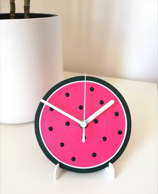 Table Clock, Watermelon Paper Desk Decor, Fruit Design, Office Accessories - image 1