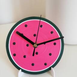 Table Clock, Watermelon Paper Desk Decor, Fruit Design, Office Accessories - thumbnail 2