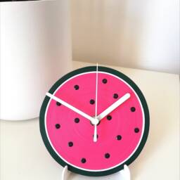 Watermelon Table Clock, Handmade Paper Desk Colorful Fruit Decor - thumbnail 2