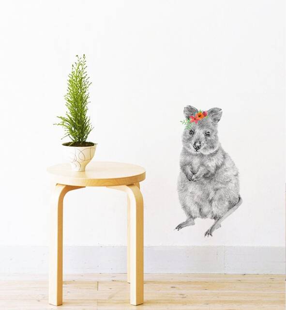 Quokka The Wombat Wall Sticker Decal - Australian Animal Decals, Stickers, Kids, Native Animals Art