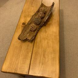 Coffee Table Extra Chunky Table Rustic Coffee With Shelf Oak Pine Walnut - thumbnail 3