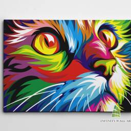 Abstract Colourful Cat Canvas Art Print Picture Fine Home Decor-C595 - thumbnail 2