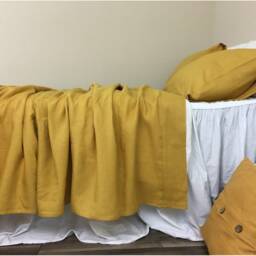 Mustard Gold Linen Bed Sheets, Available in All Sizes Or Custom Size - thumbnail 2