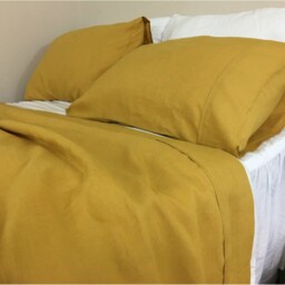 Mustard Gold Linen Bed Sheets, Available in All Sizes Or Custom Size - thumbnail 4