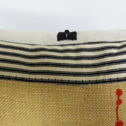 Owl Throw Pillow Black Block Print, Rustic Burlap Cushion - thumbnail 4
