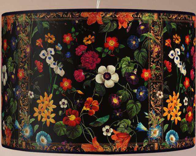 Lampshade Floor Lamp, Retro Vintage Artisanal Flowers - image 1
