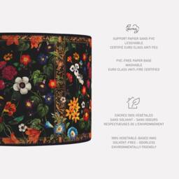 Lampshade Floor Lamp, Retro Vintage Artisanal Flowers - thumbnail 2