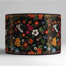 Lampshade Floor Lamp, Retro Vintage Artisanal Flowers - thumbnail 3