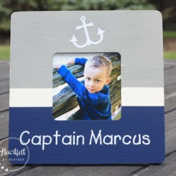 Personalized Nautical Wood Picture Frame - Baby Captain Gift - thumbnail 2