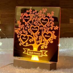 Personalised Family Tree Names Night Light, Personalized Gift For Parents Grandparents, Custom Lamp Christmas Kids Grandchildren - thumbnail 3