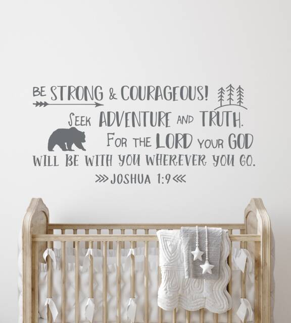 Joshua 19 Be Strong & Courageous Vinyl Wall Decal, Christian Nursery Decor Ww213 - image 1
