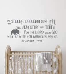 Joshua 19 Be Strong & Courageous Vinyl Wall Decal, Christian Nursery Decor Ww213 - thumbnail 1